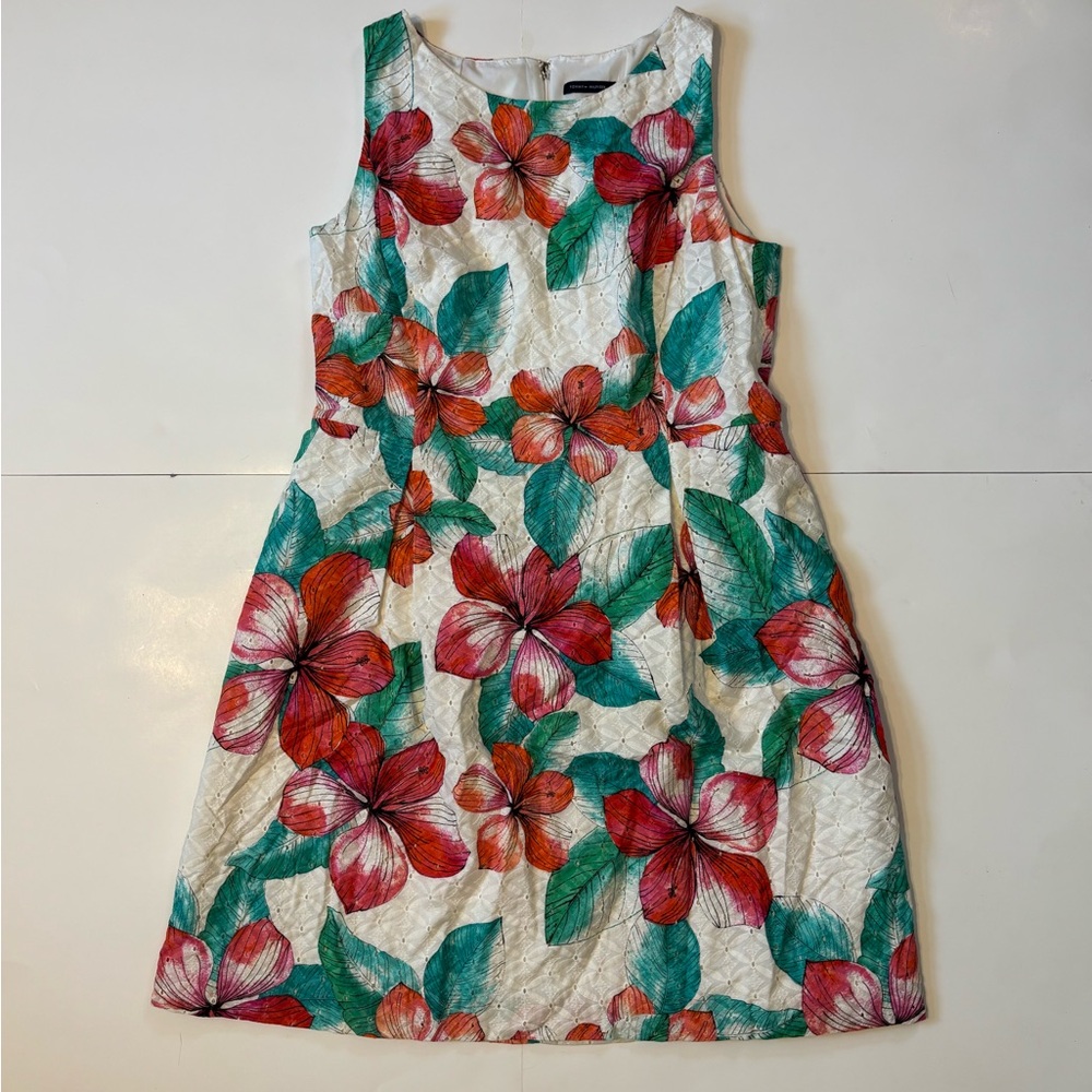 Tommy Hilfiger Tropical Floral Print Midi Dress - Red, Green, White